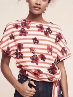 Postmark Cropped Tee Floral Tie-Hem Women's Top